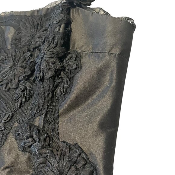 Rickie Freeman by Teri Jon Women's 2 Black Floral Boned Corset Top Silk Gothic - Picture 2 of 9